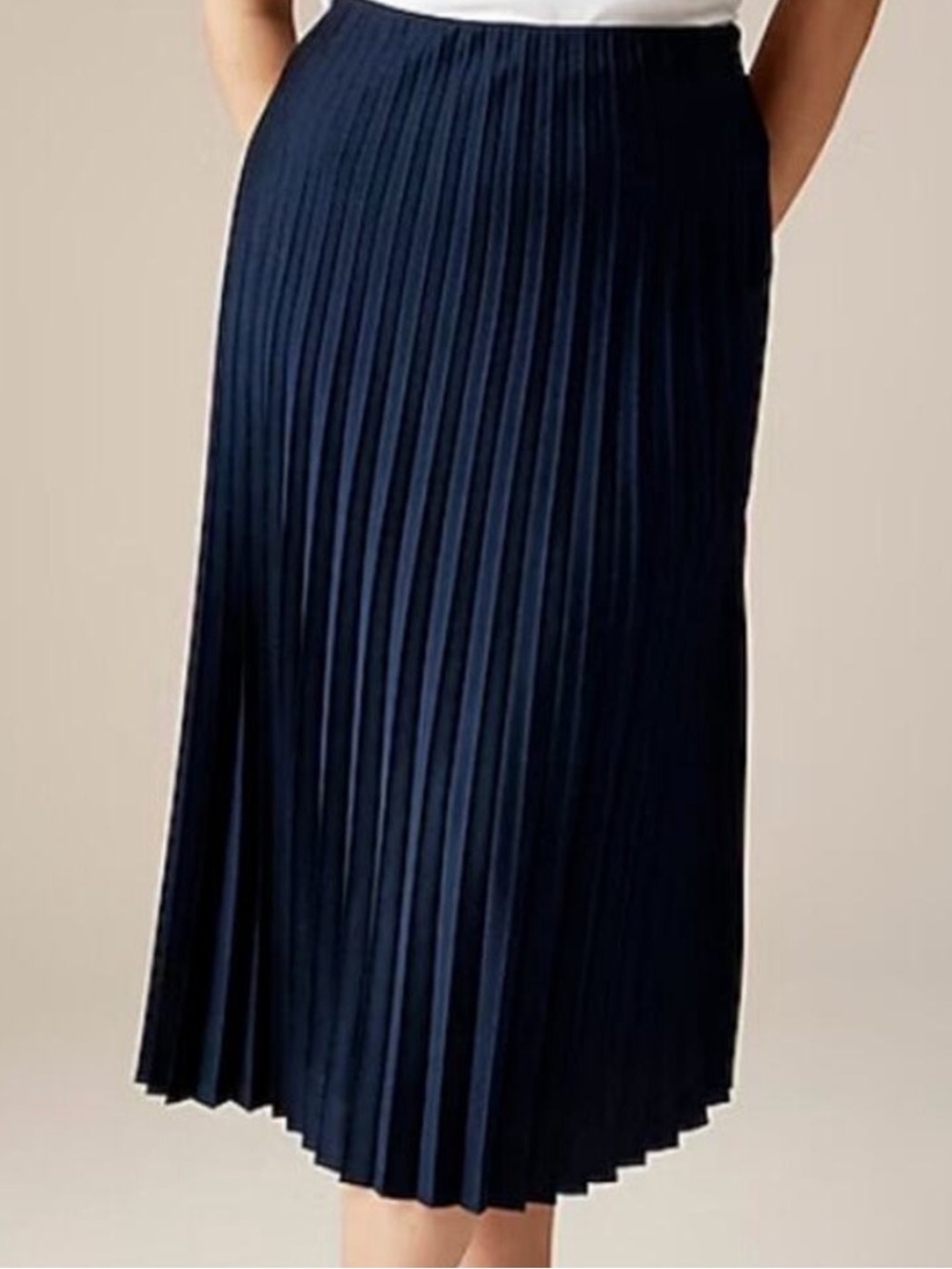 J. Crew Dark Navy Pleated Midi Skirt